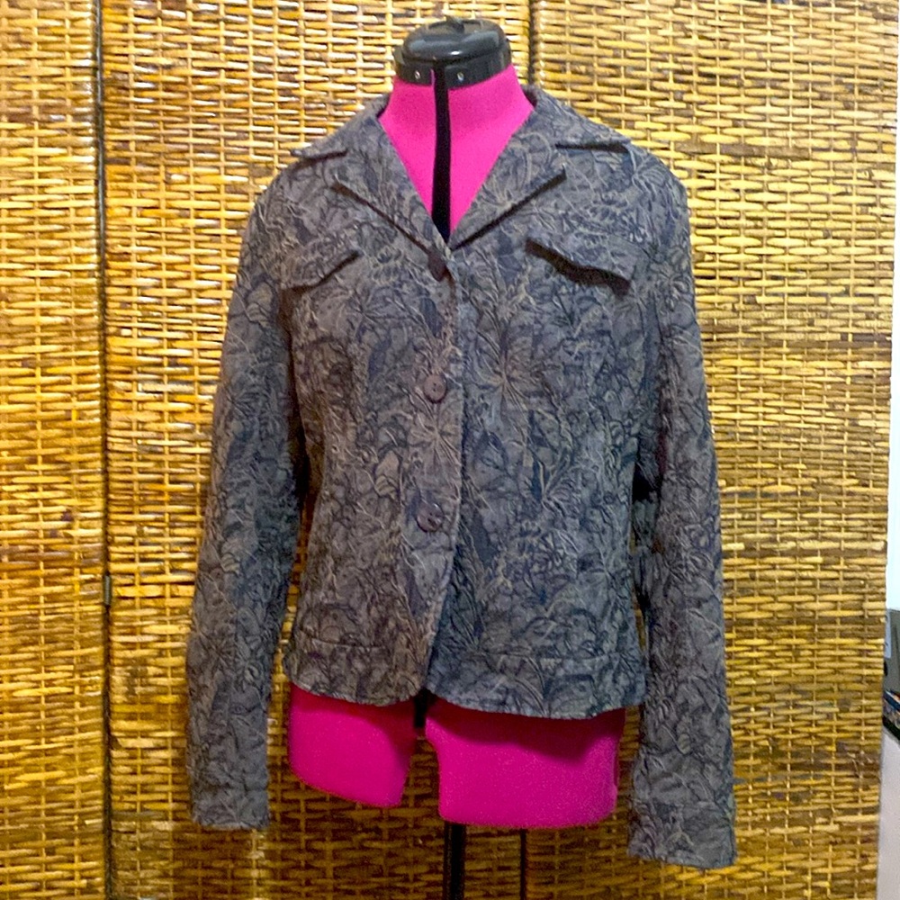 EUC coldwater Creek Brown Brocade textured Blazer Jacket    m